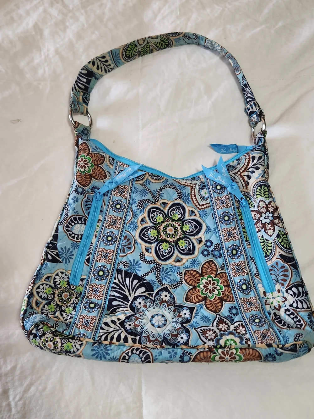 Vera Bradley Light Blue Floral Quilted Shoulder Bag